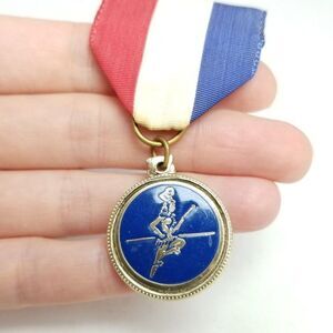 Vintage Baton Twirling Marching Band Ribbon Brooch, Patriotic Color, Retro